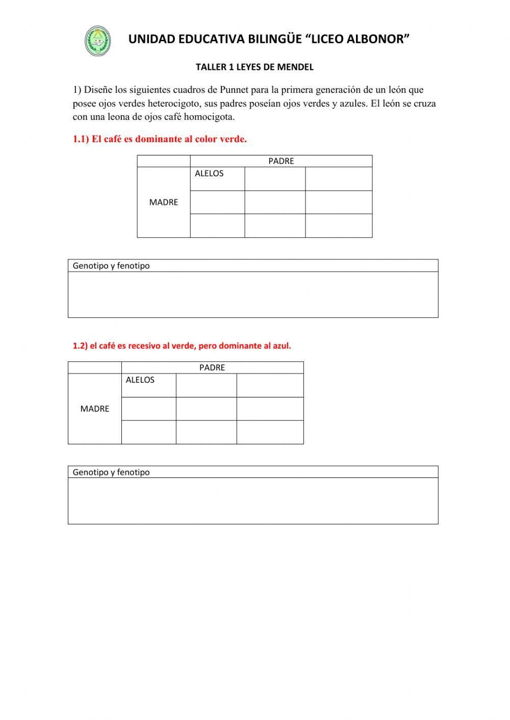 Taller Leyes de Mendel