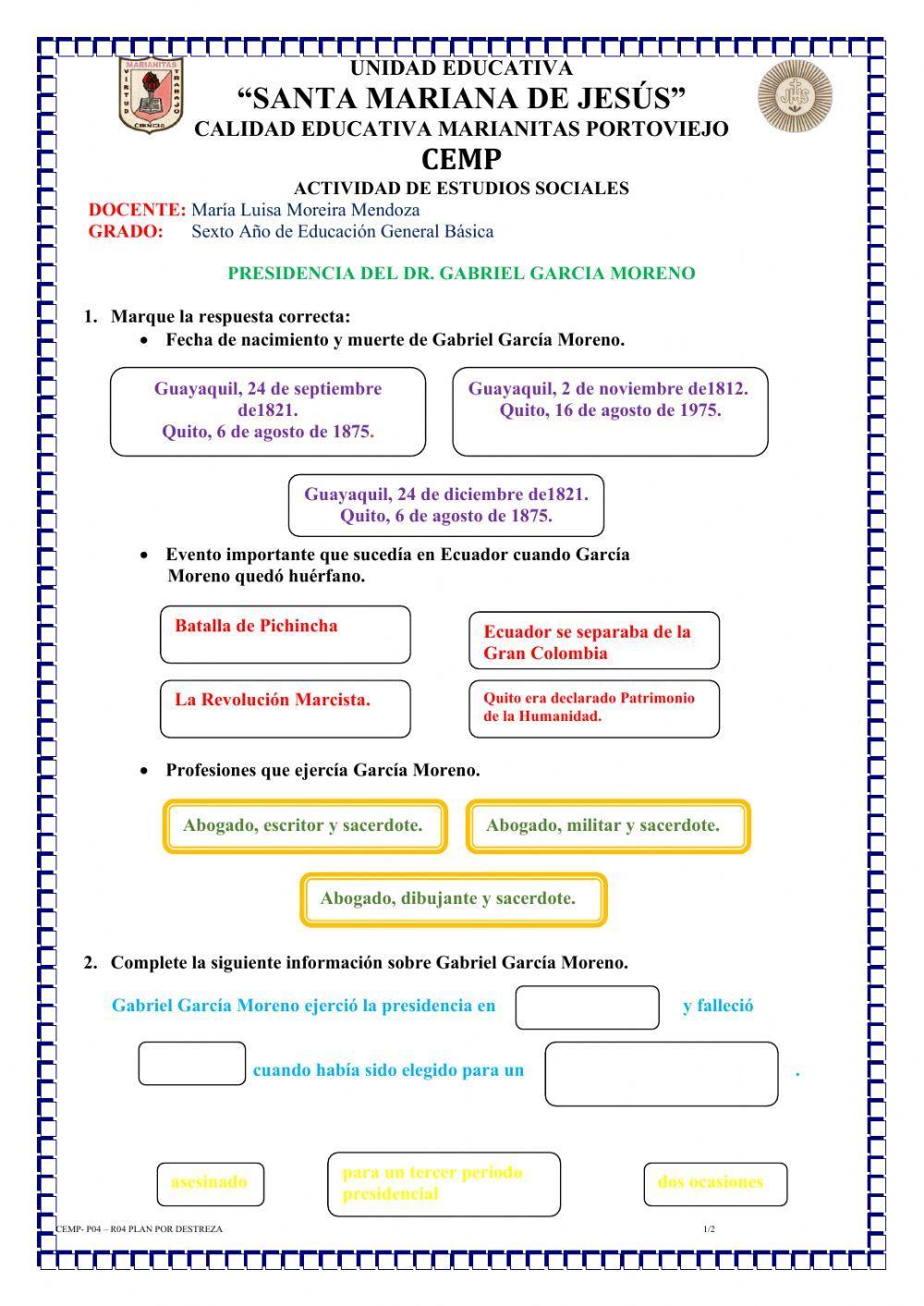 Presidencia del dr. gabriel garcia moreno