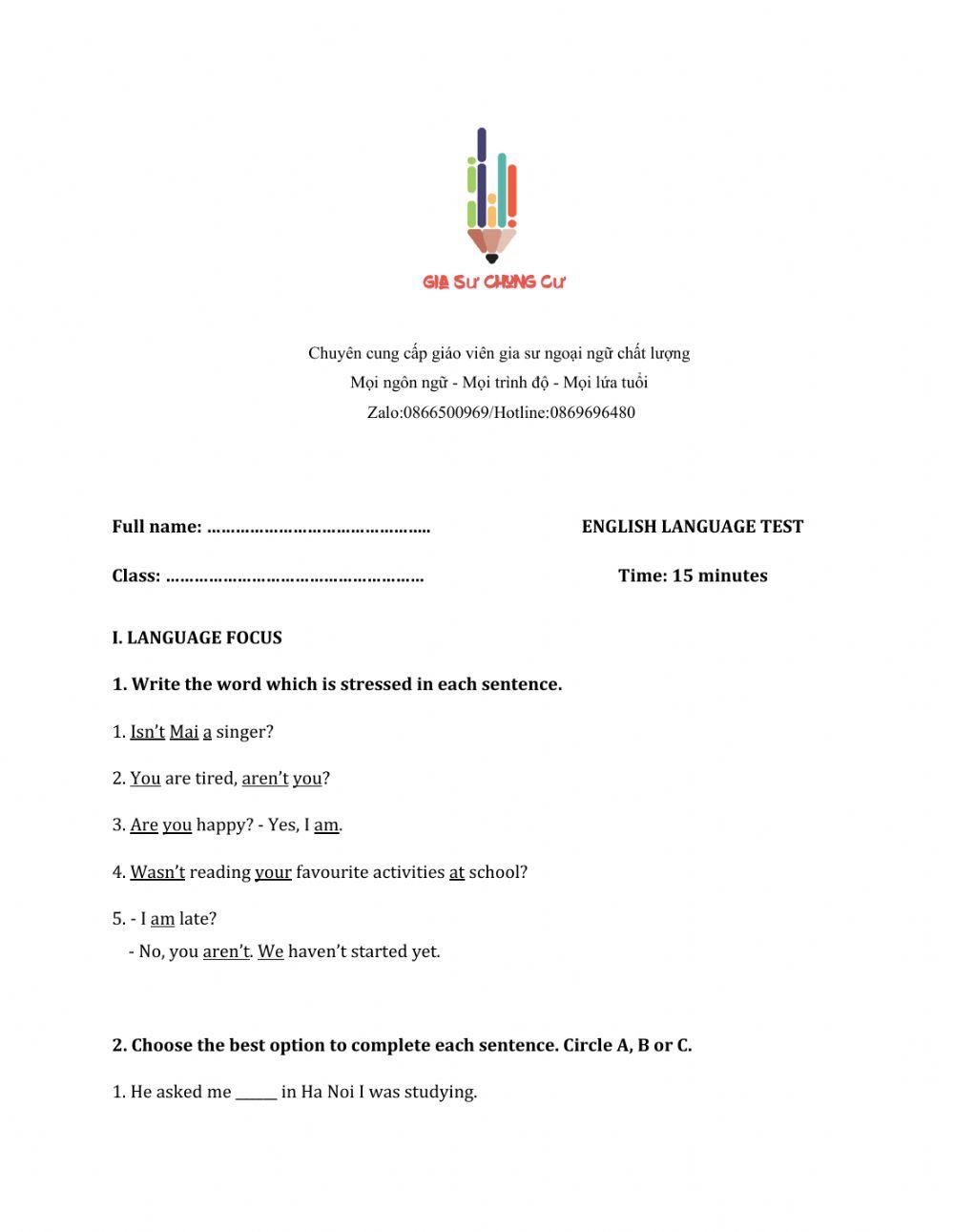 Lớp 9 - Unit 4 LIFE IN THE PAST-LANGUAGE FOCUS