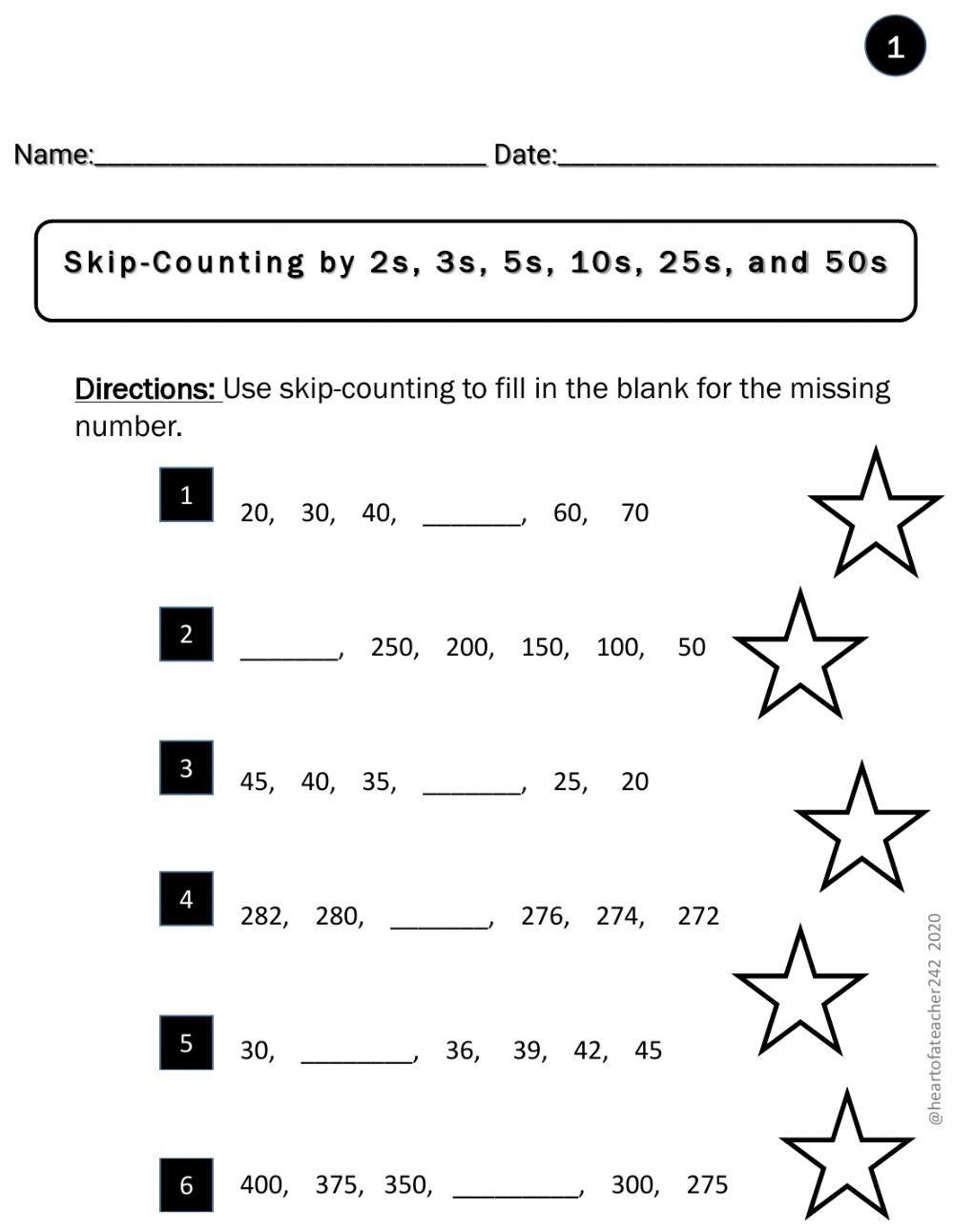 Skip Counting and Missing Numbers on Number Line