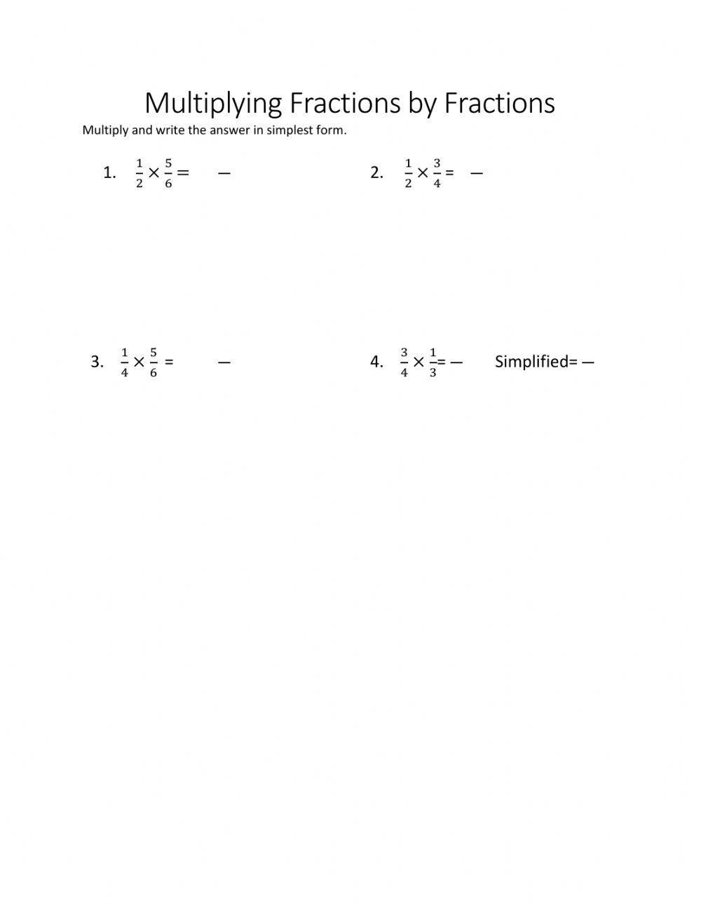 Multiplying Fractions by Fractions