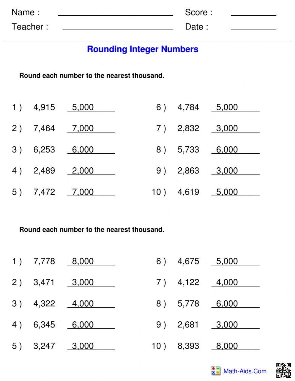 Rounding to the Nearest 1000