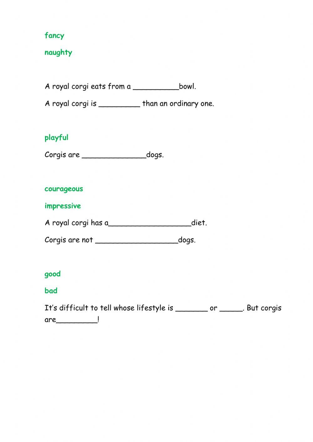 Comparative and Superlative. Reading about Corgis