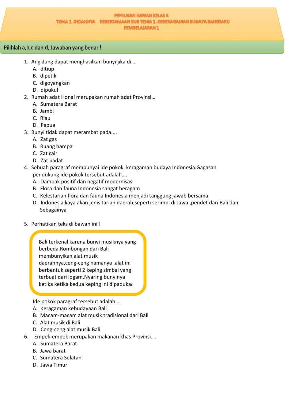 Penilaian Harian Tema 1 PB.1