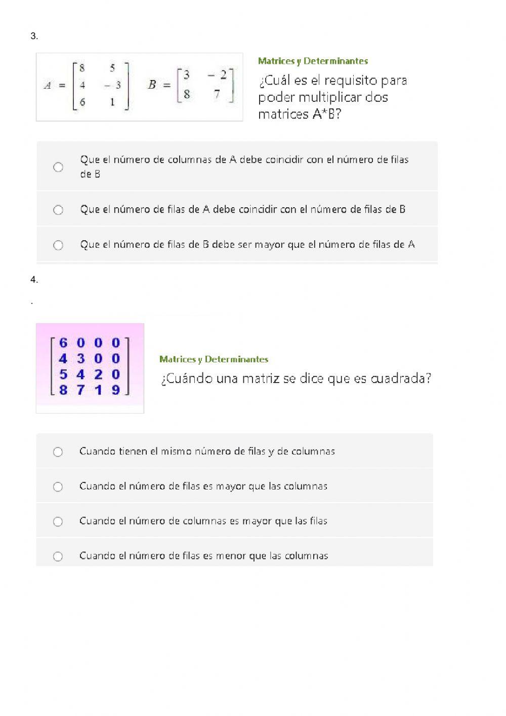 Matrices y determinantes
