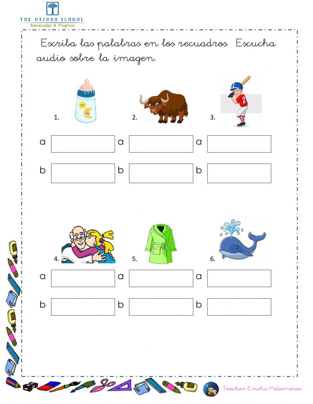 Escribir palabras con b