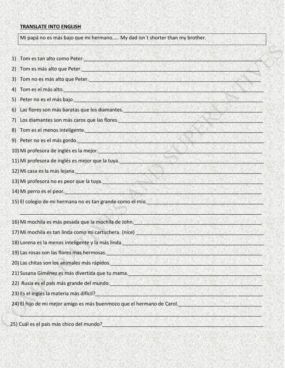 Comparatives and superlatives