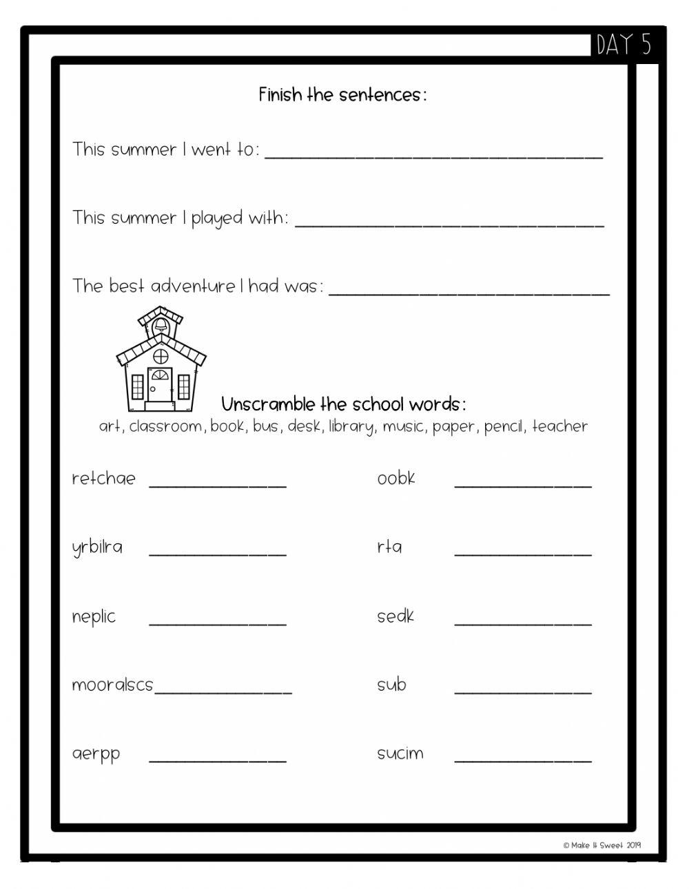 First day Worksheet