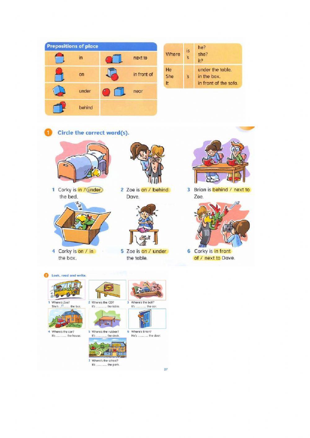 Prepositions of place