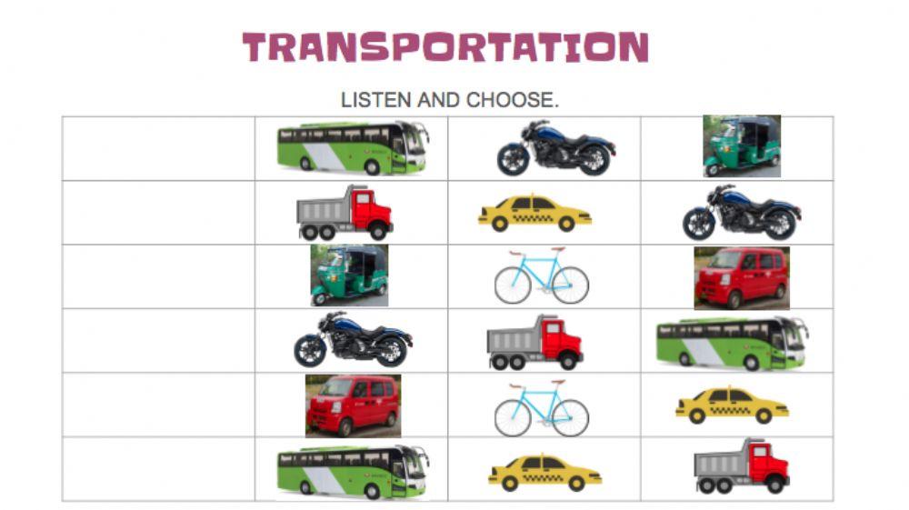 Transportation interactive worksheet for 2 | Live Worksheets