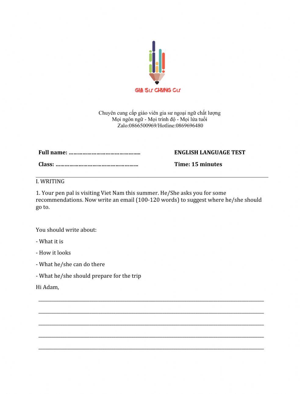 Lớp 9 - Unit 5 WONDERS OF VIET NAM-WRITING - Sách Mềm