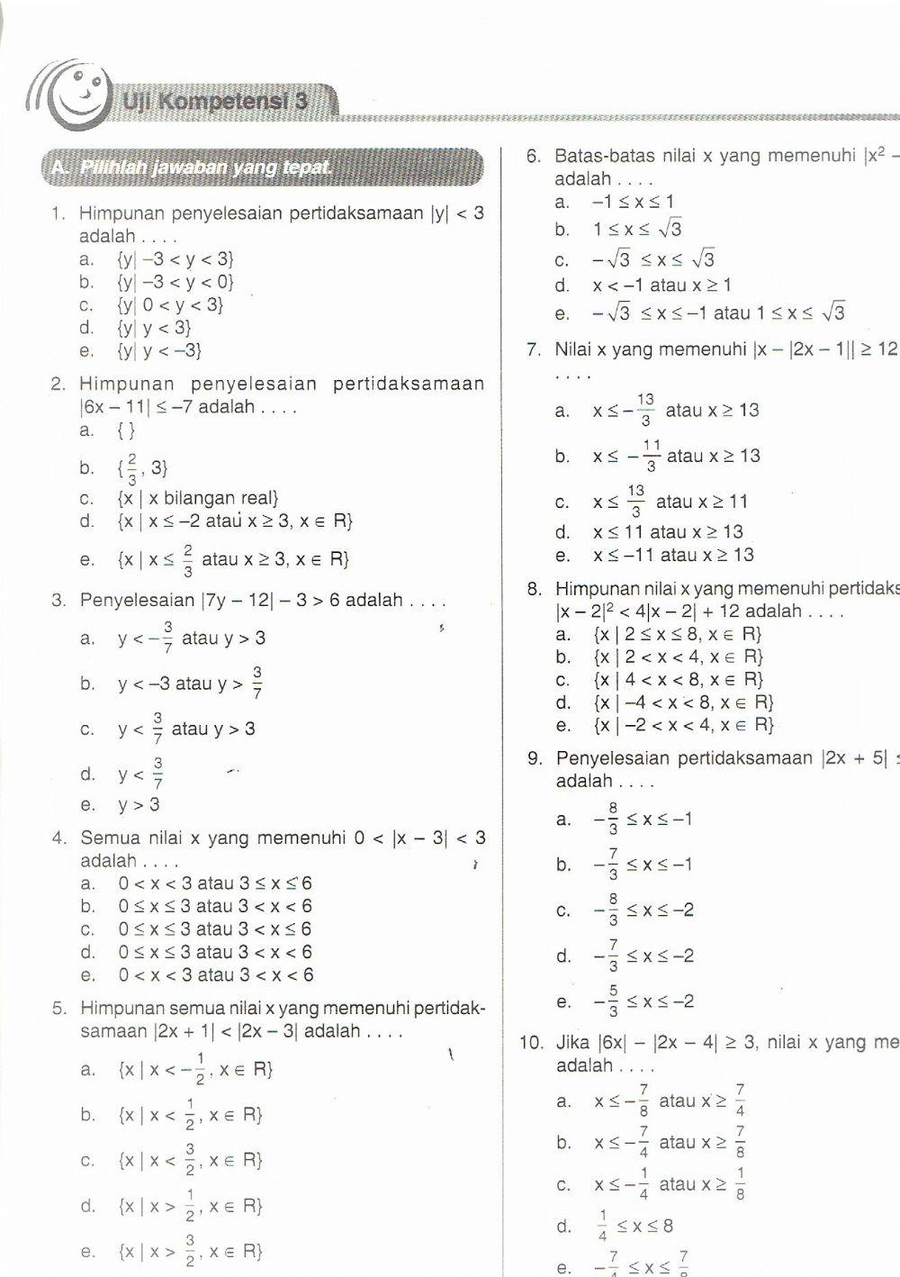 Pertidaksamaan nilai mutlak bentuk 1 dan 2