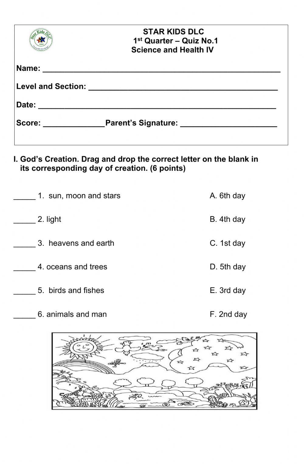 1st. Qtr. Quiz No. 1 Grade 4 - Science