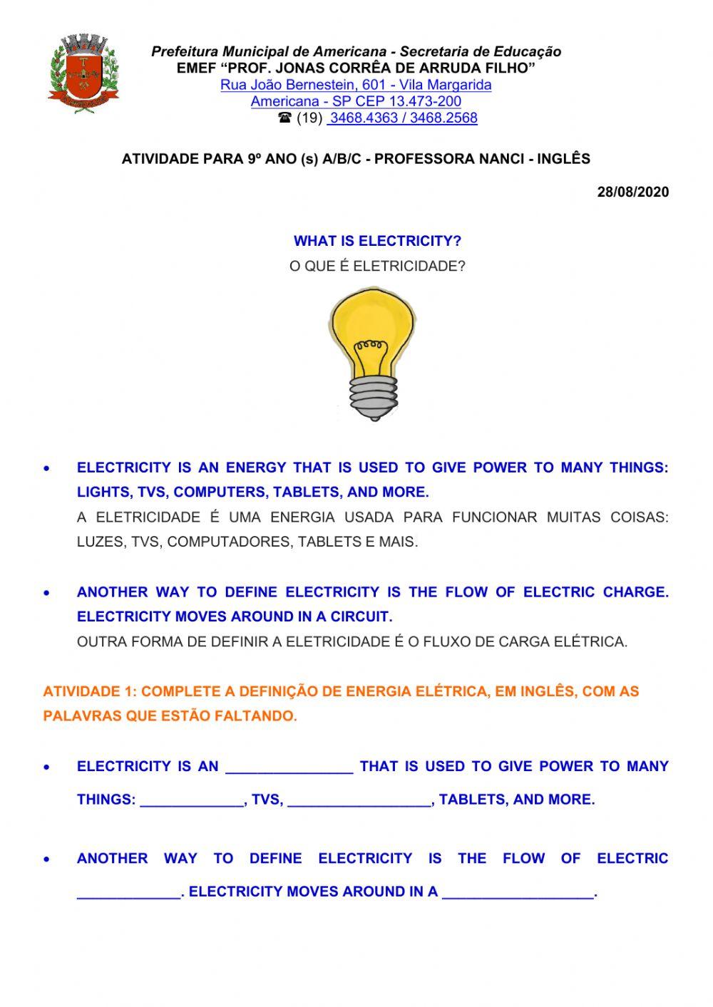 9º ANO - ELECTRICITY