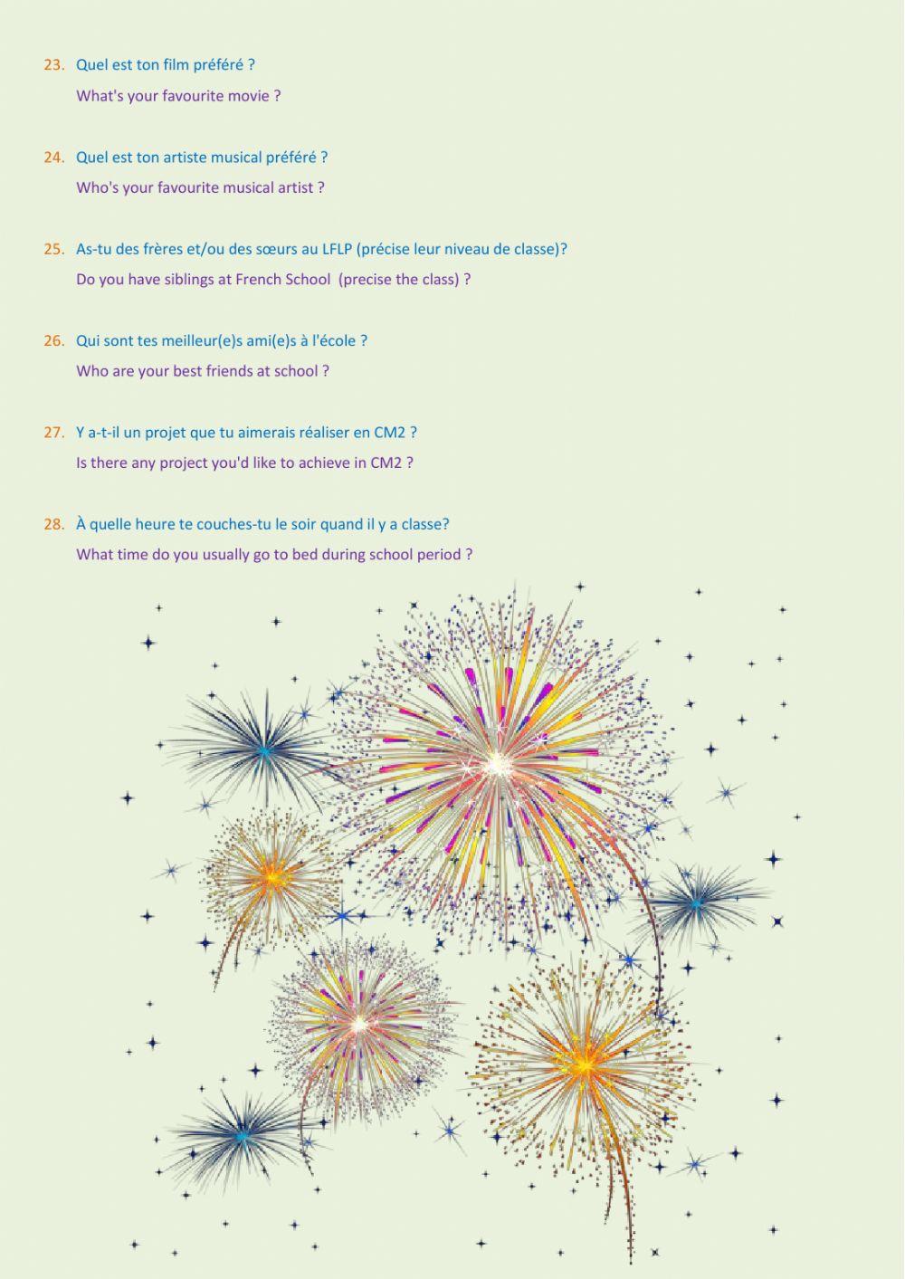 Questionnaire de bienvenue