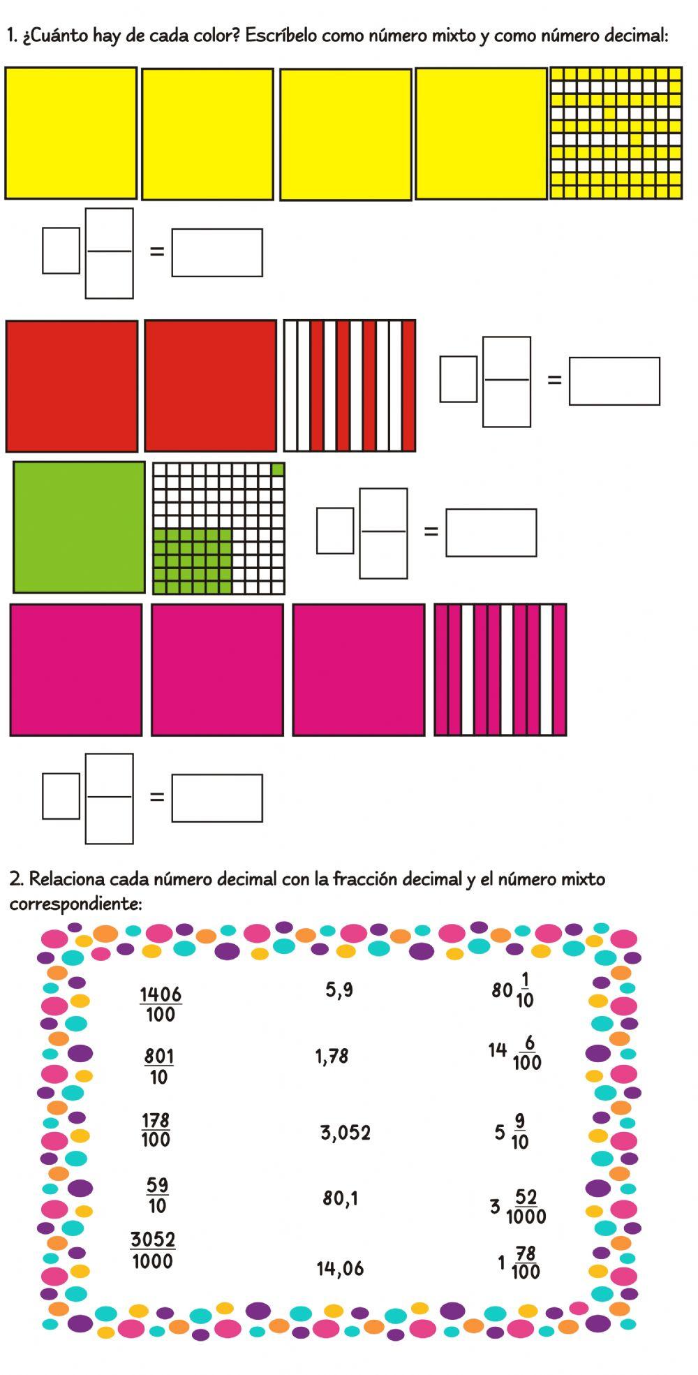 Números mixtos y números decimales