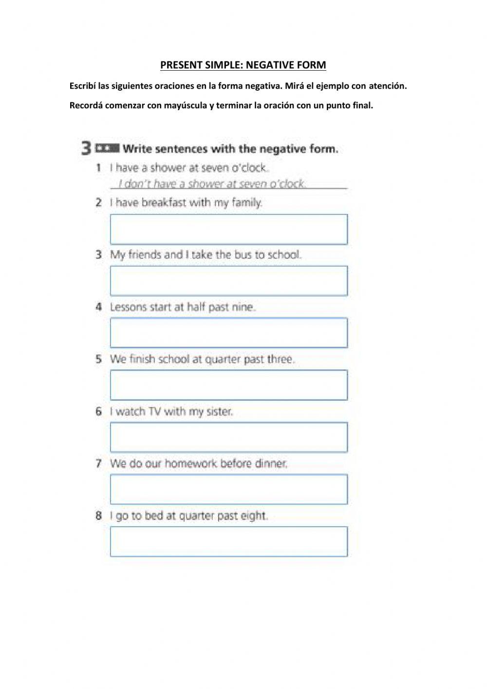 Simple Present negative form