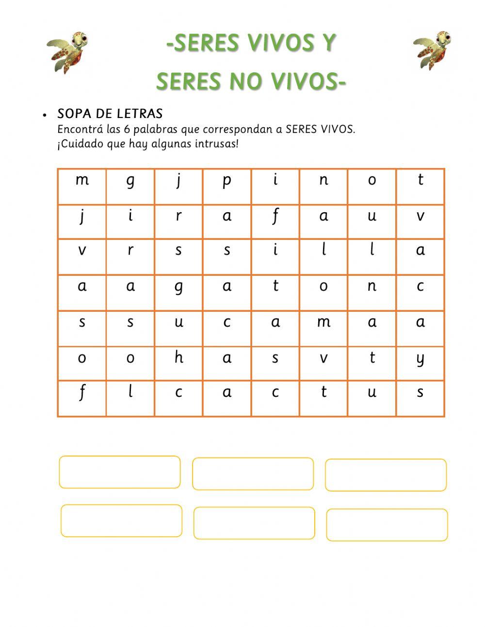 Seres vivos y seres no vivos