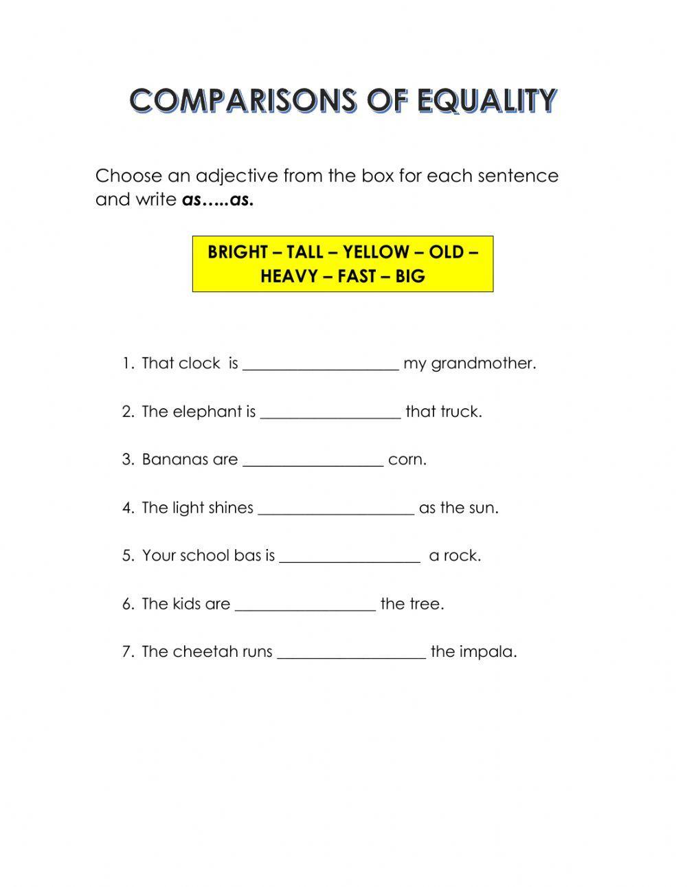 Comparisons of equality