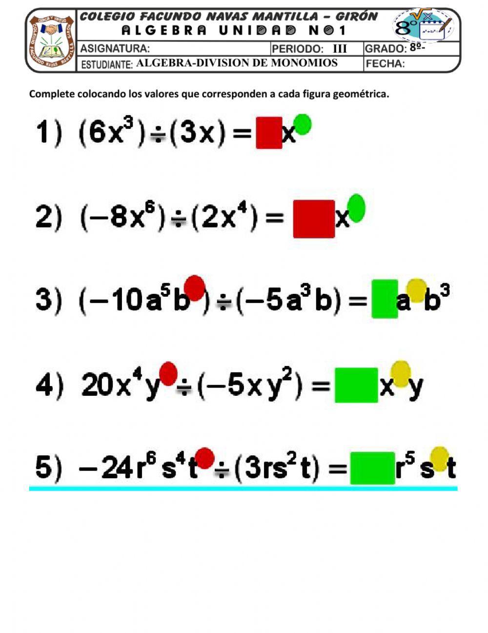 Division de monomios