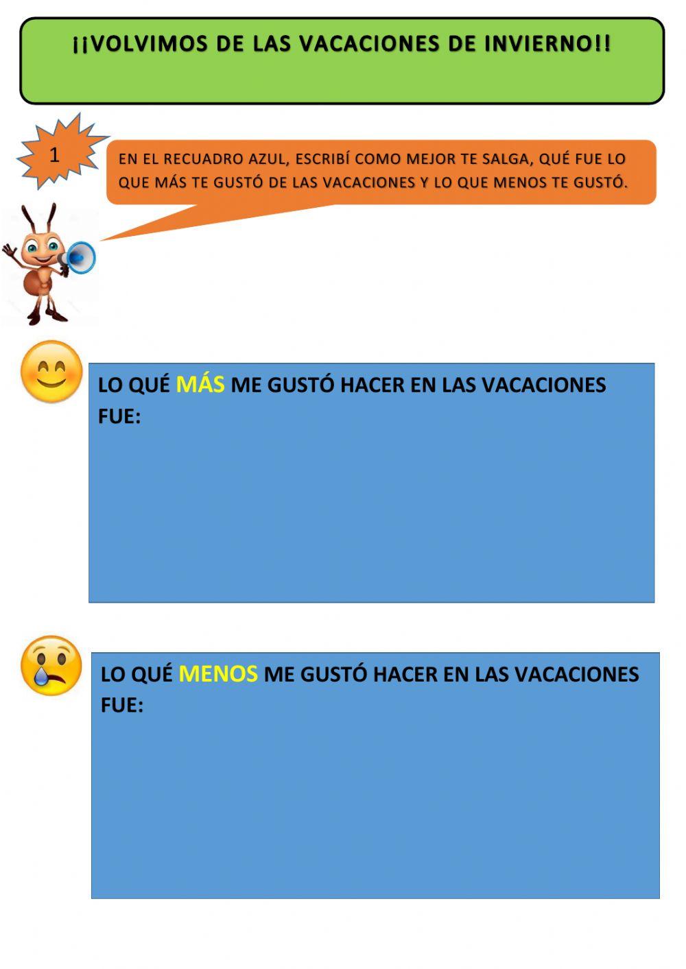 Lo que más y lo que menos te gustó hacer en las vacaciones
