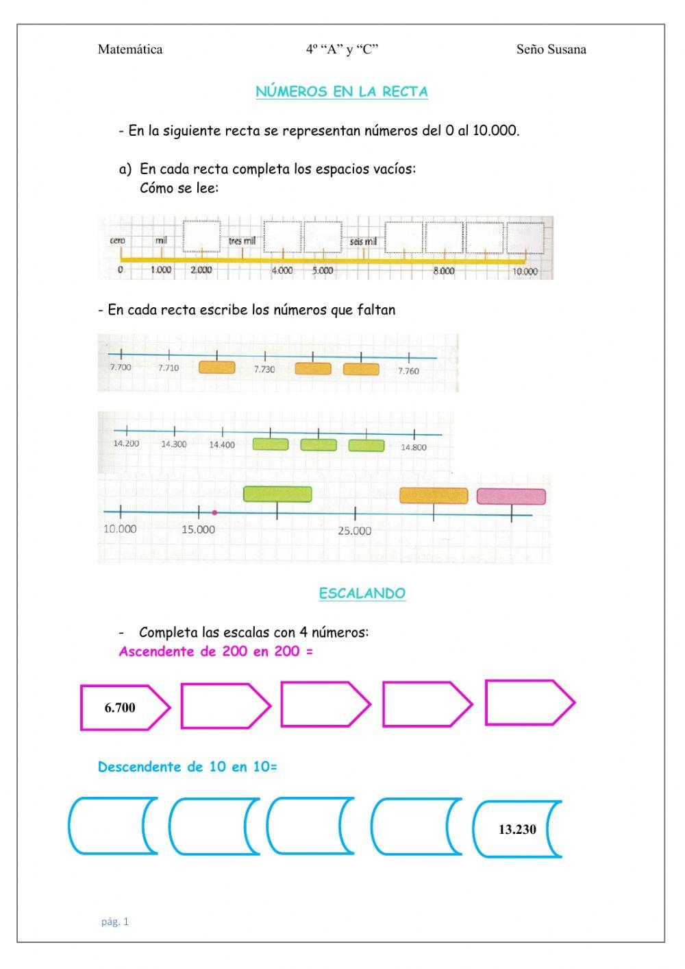 Números ascendentes y descendentes