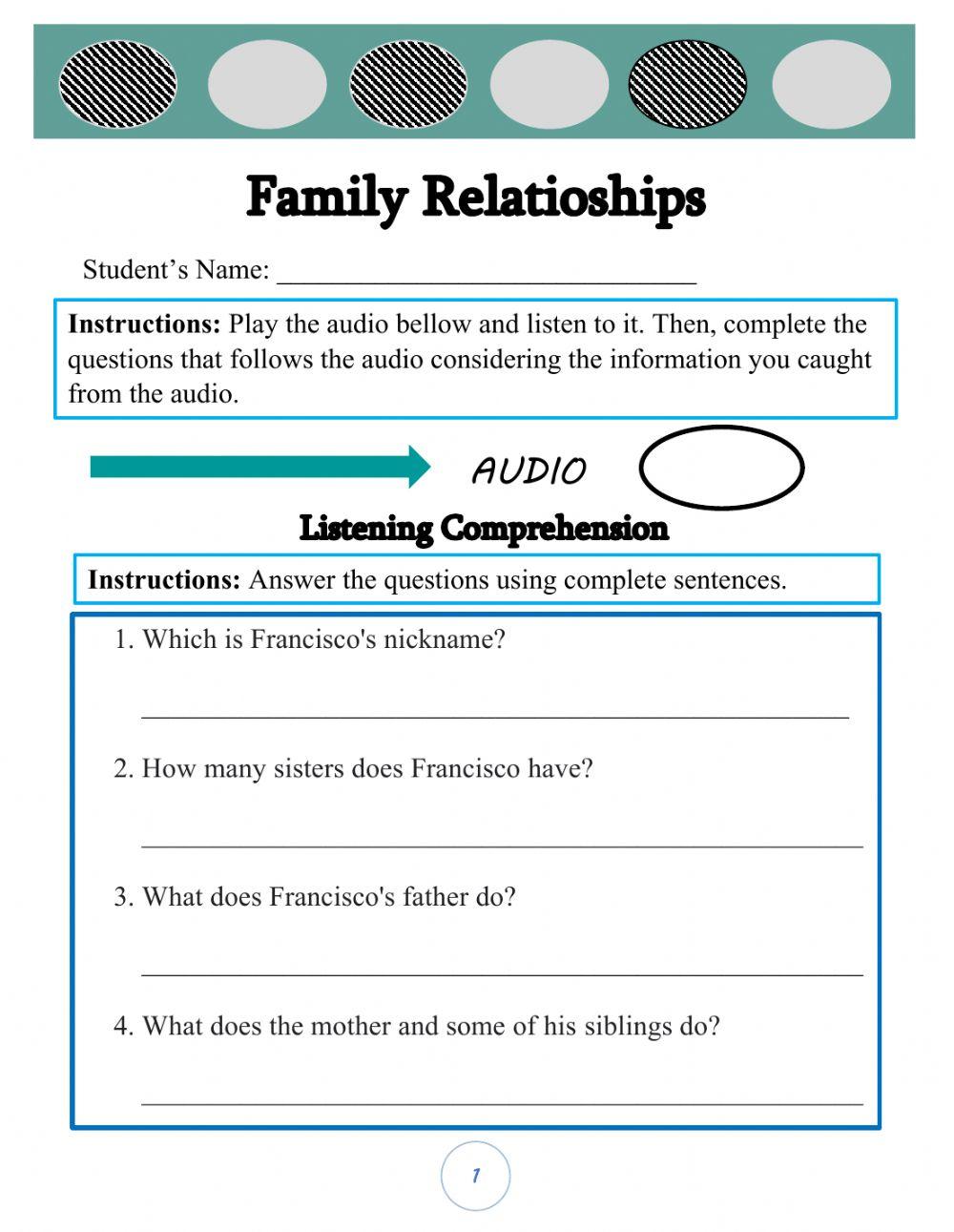 Family Relationships interactive worksheet | Live Worksheets
