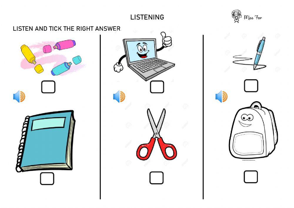 School objects - Listening