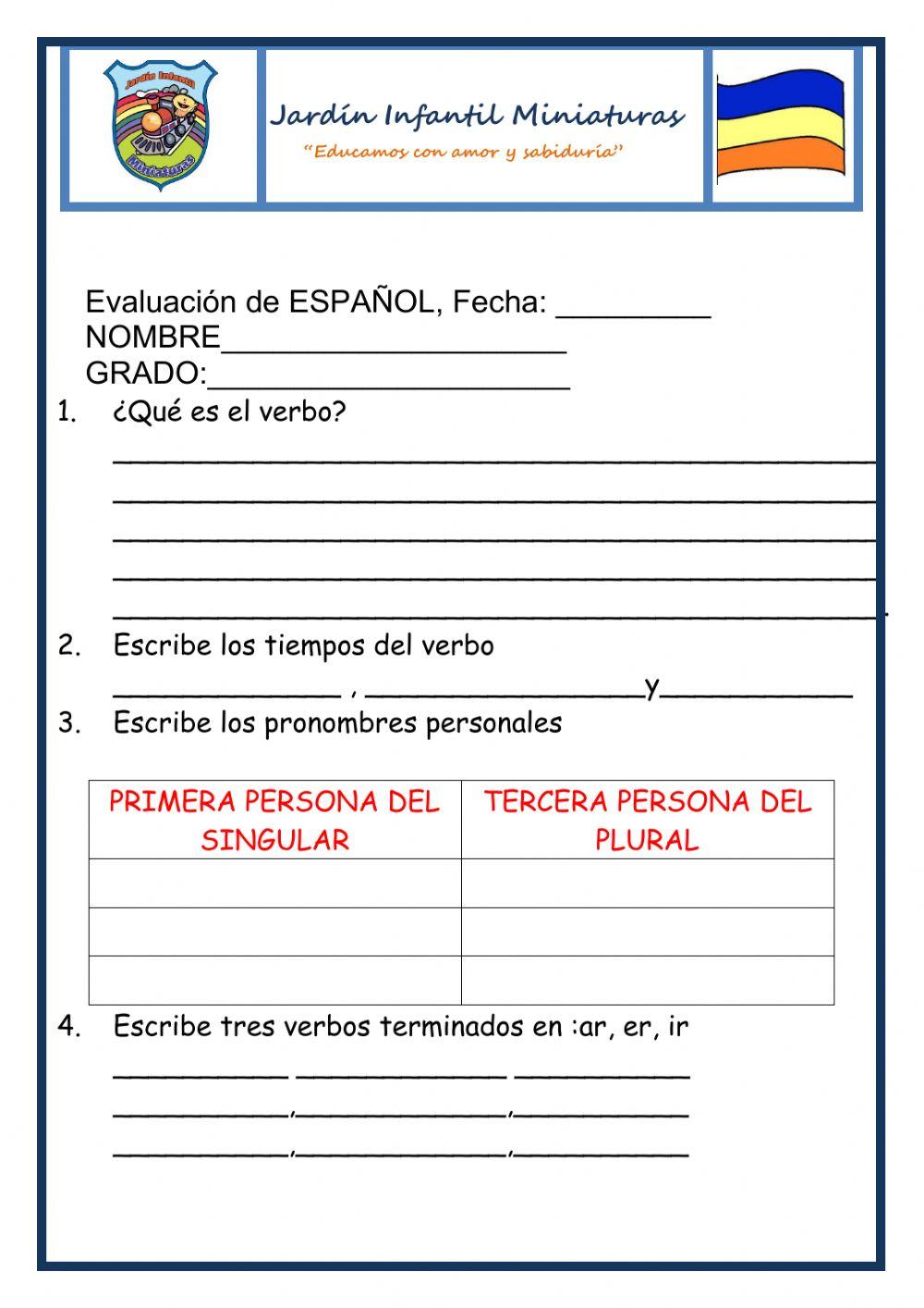 Evaluacion lengua castellana Evaluacion lengua castellana