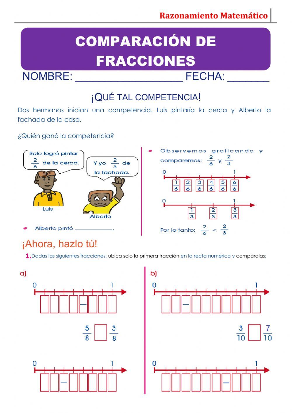 Comparacion de fracciones