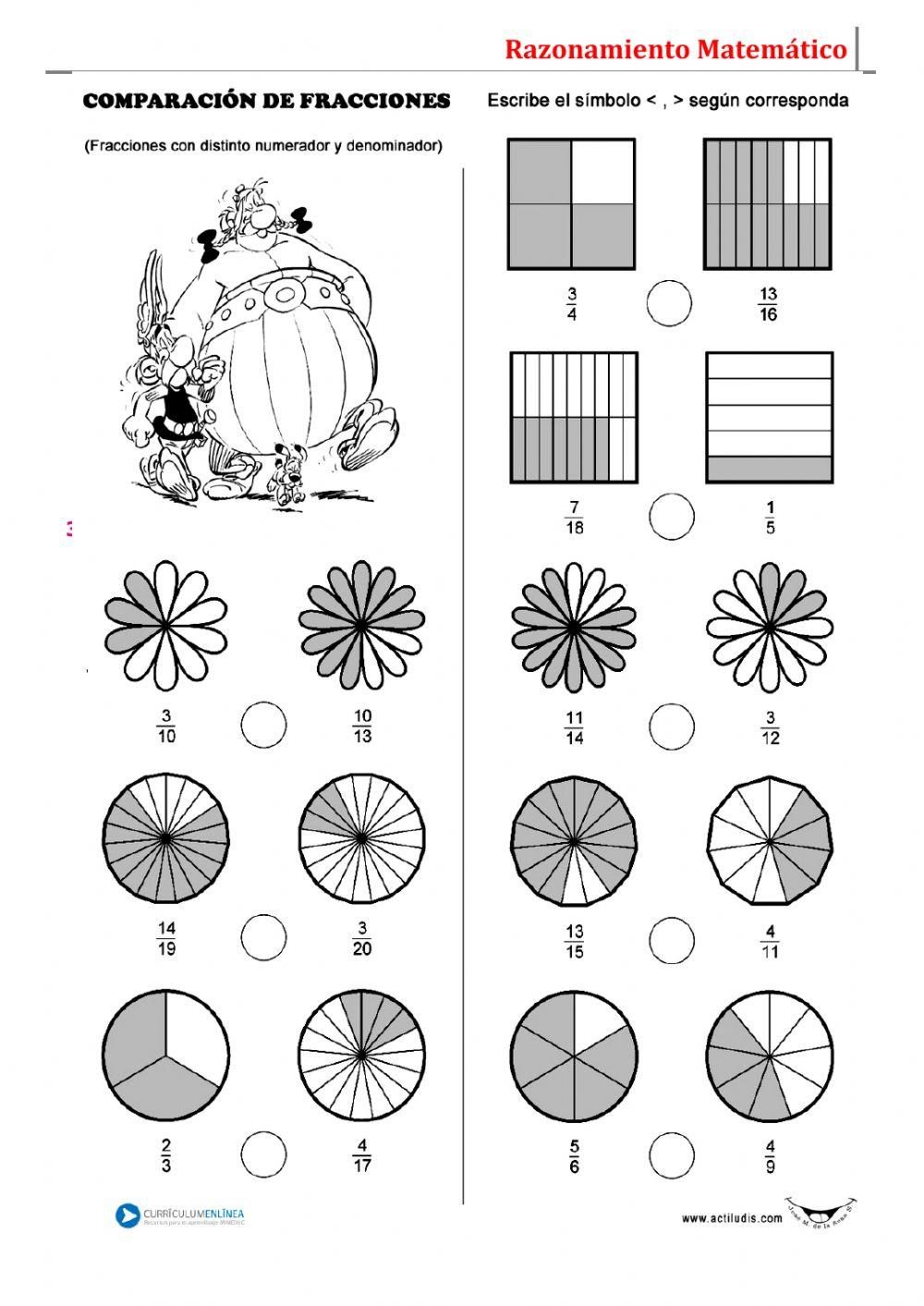 Comparacion de fracciones