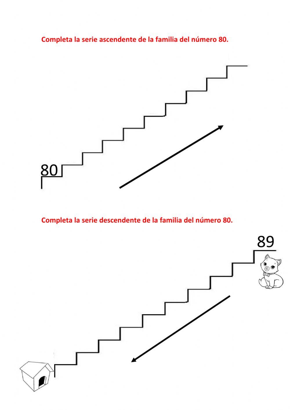 Serie ascendente y descendente del número 80