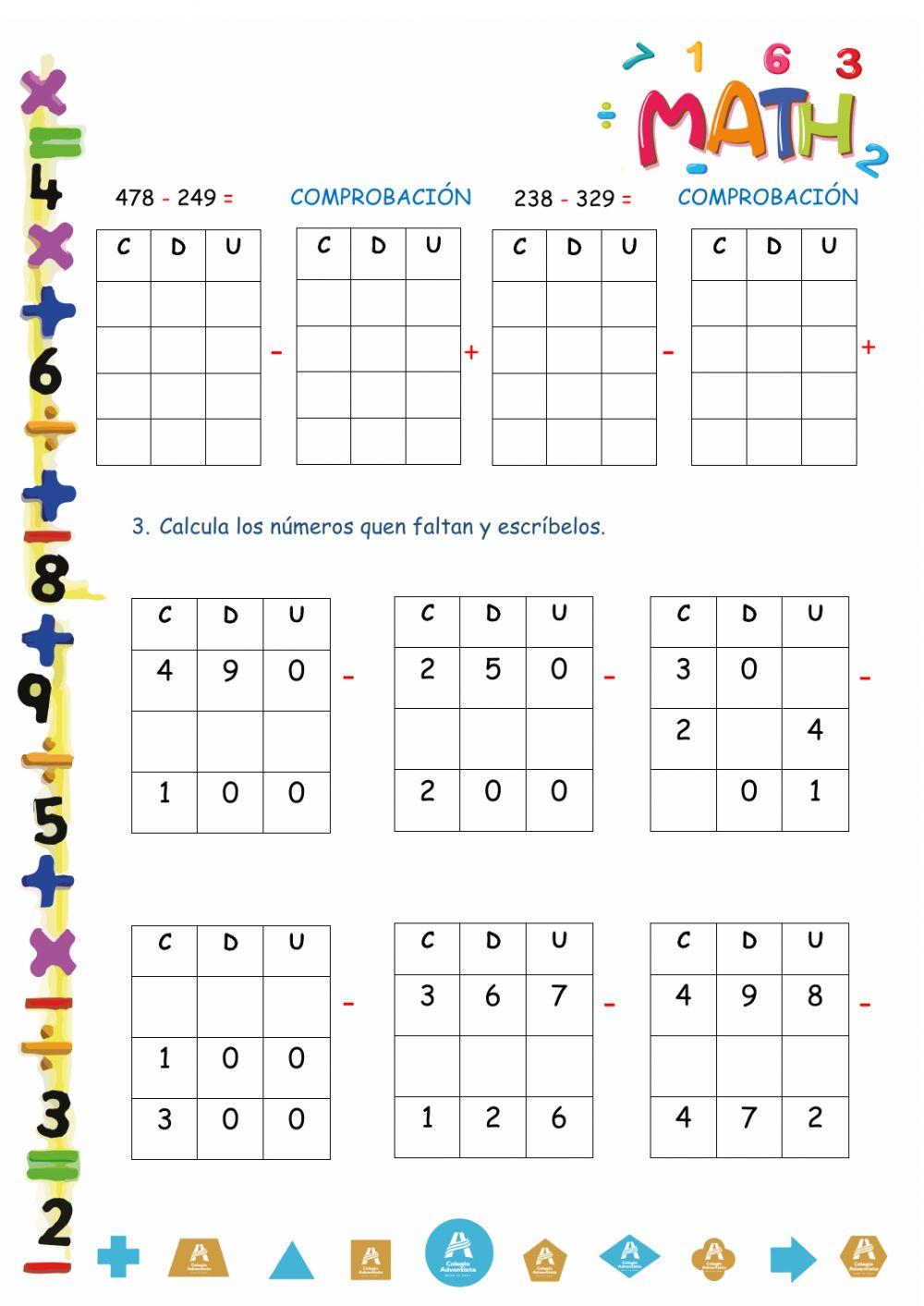 Sustracciones hasta 499