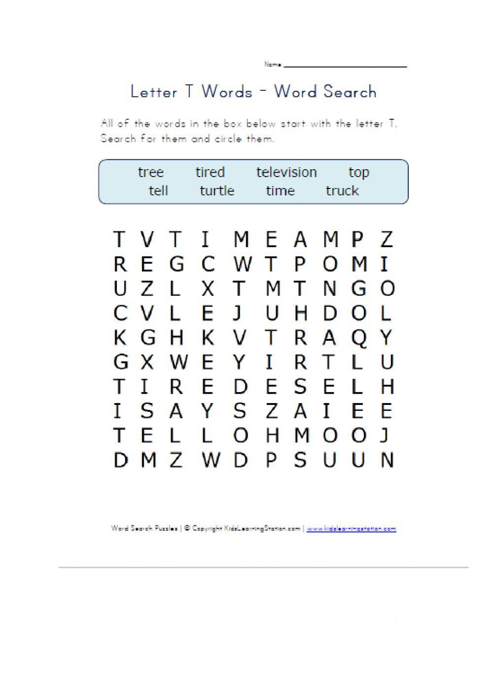 Letter T worksheet