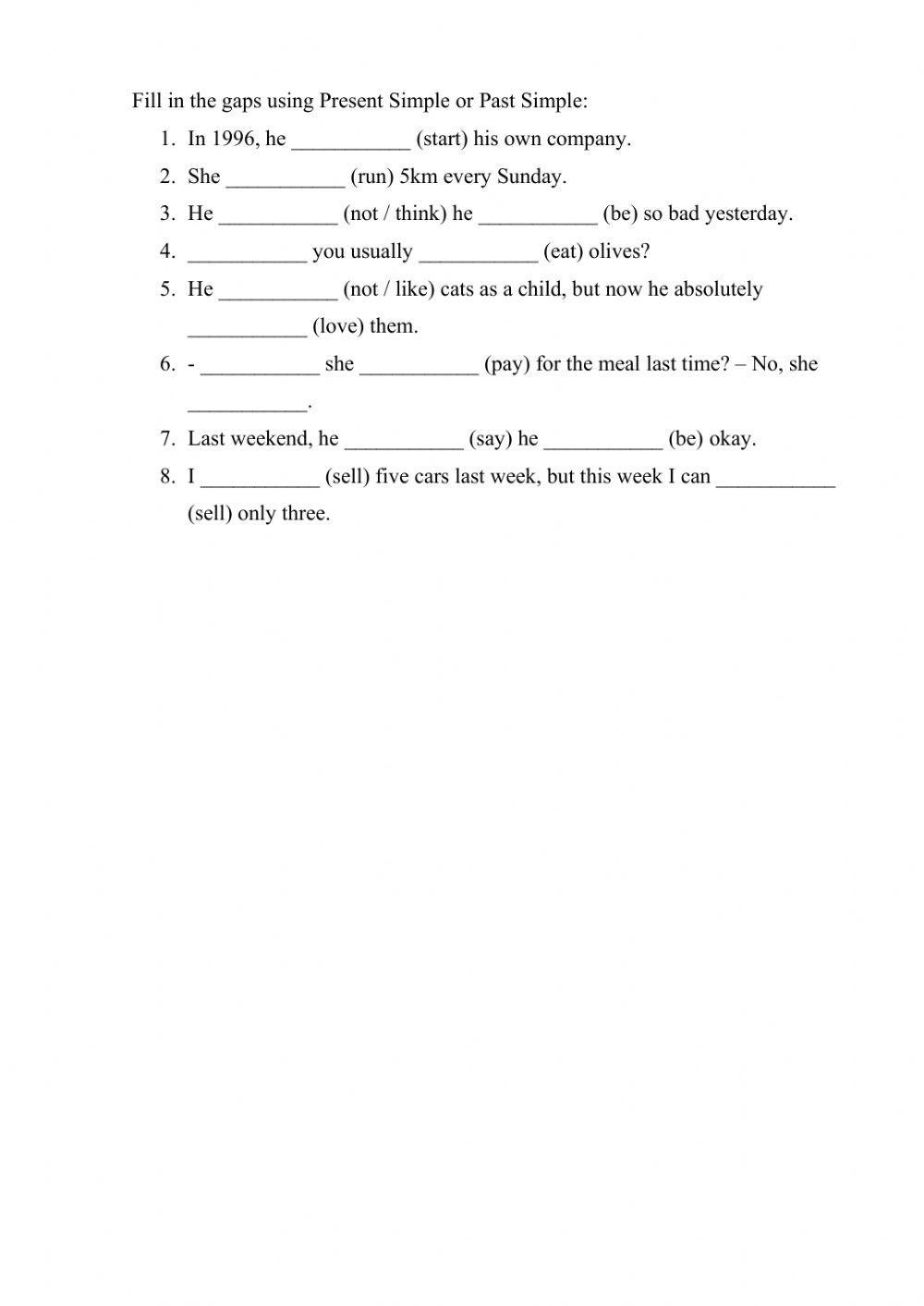 Present Simple vs Past Simple