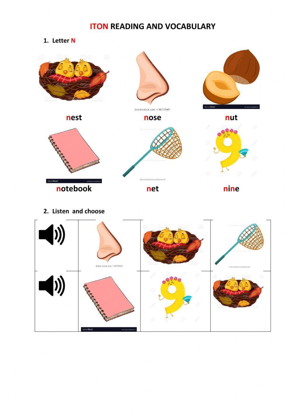 Letter N vocab