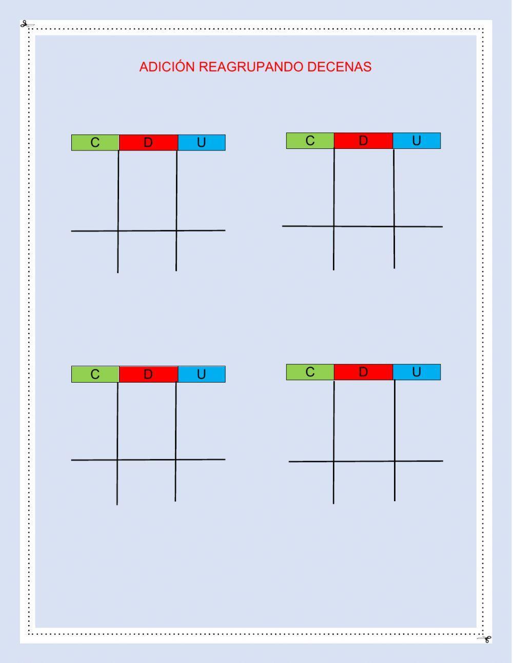 Adición reagrupando decenas