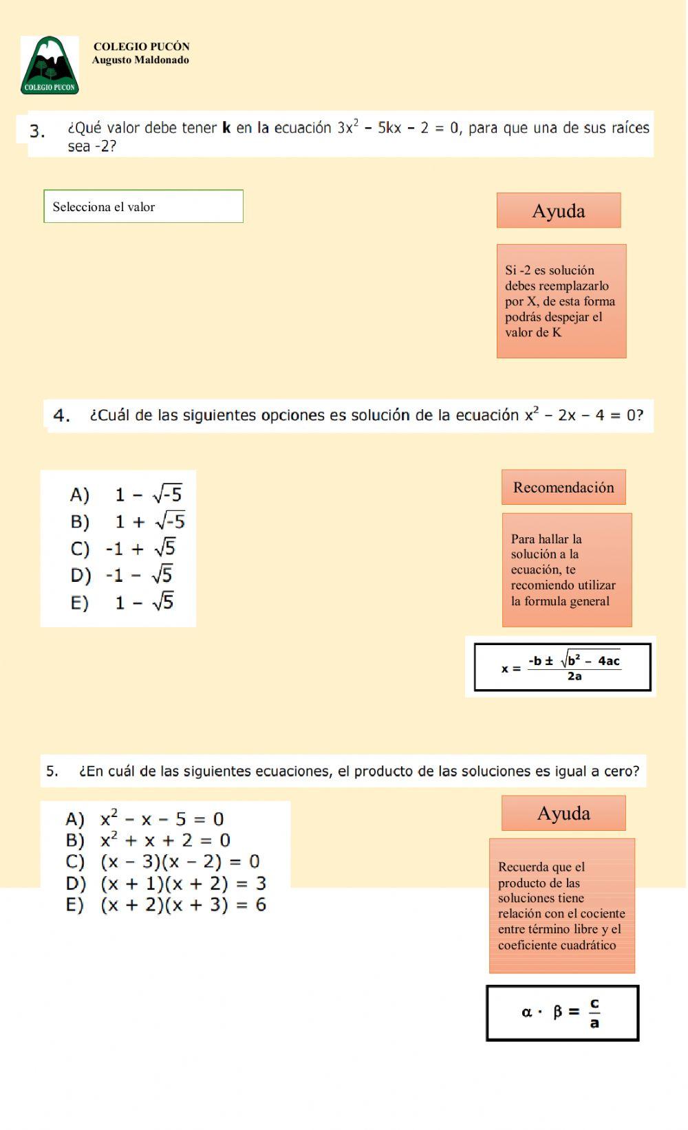 Álgebra y funciones