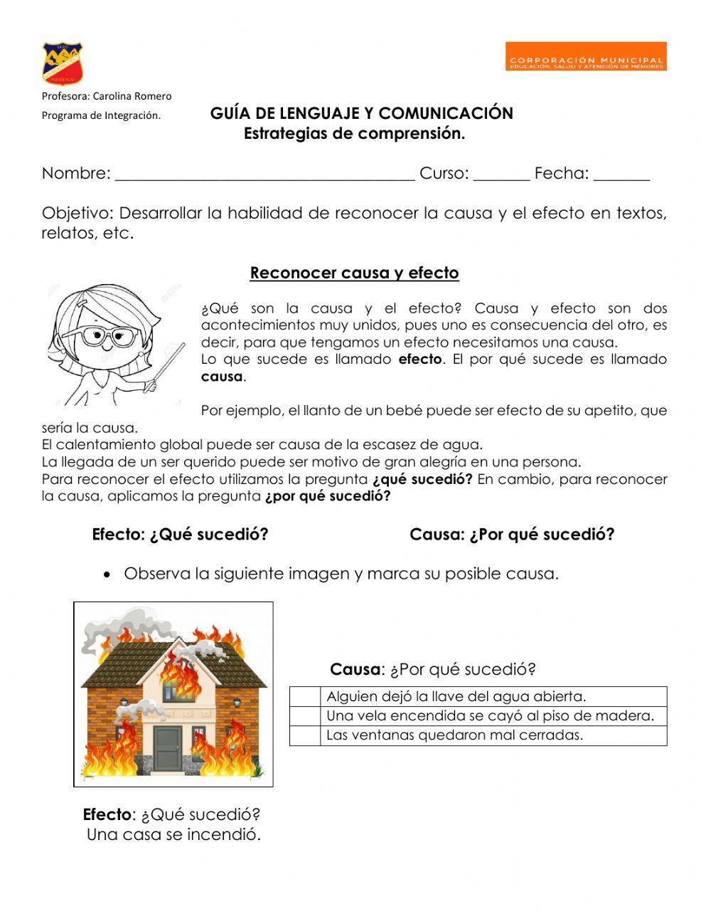 Reconocer causa y efecto.