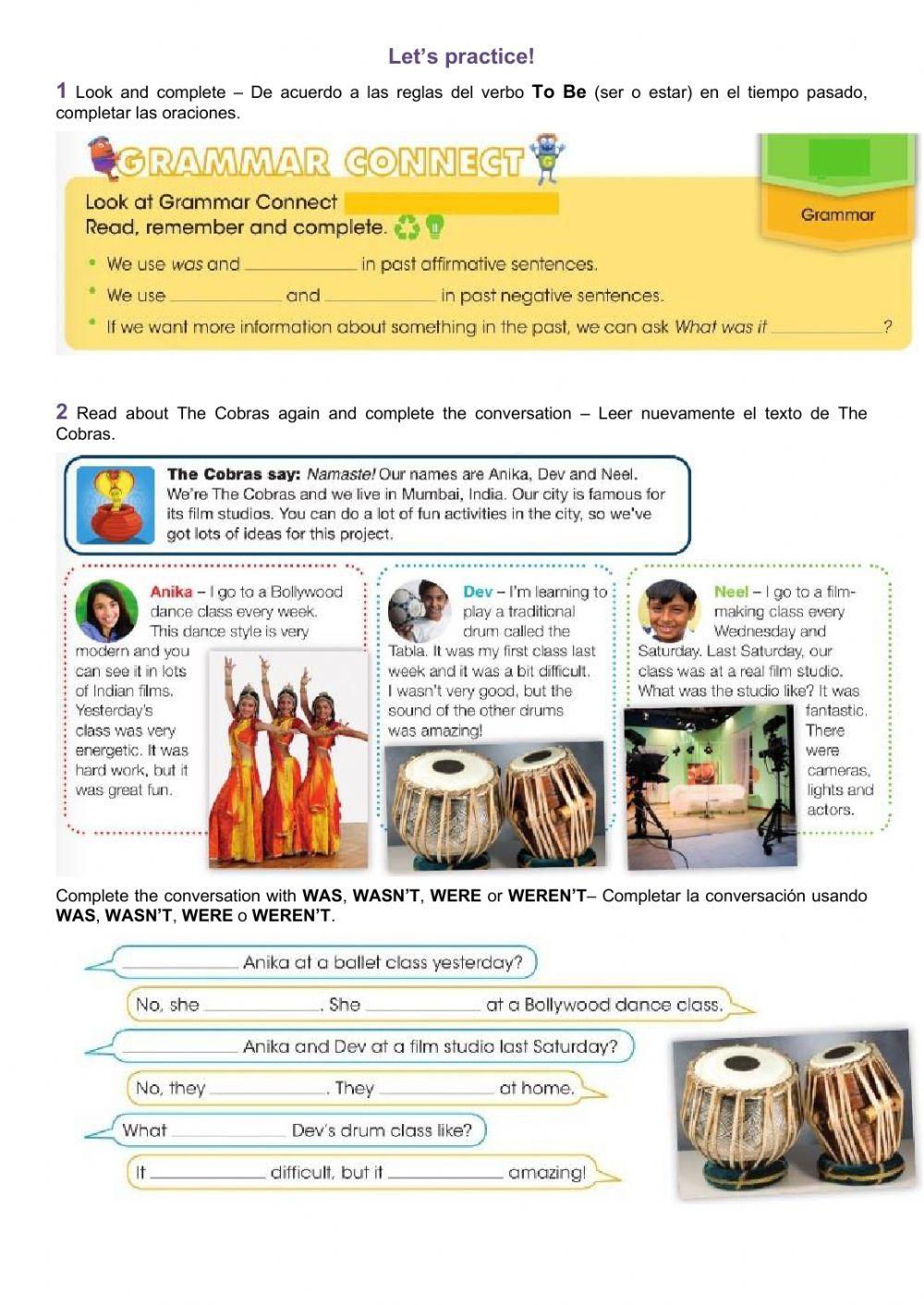 Practice: Simple Past verb To Be