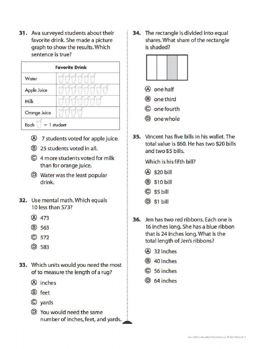 Math Placement worksheet | Live Worksheets