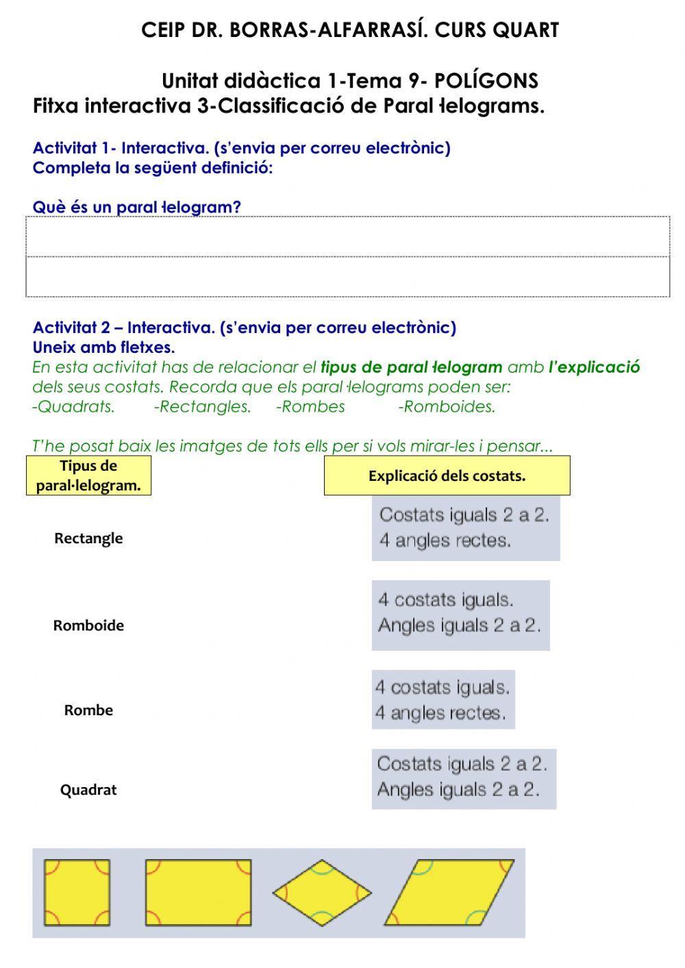 Classificació de Paral·lelograms (Curs 4t)