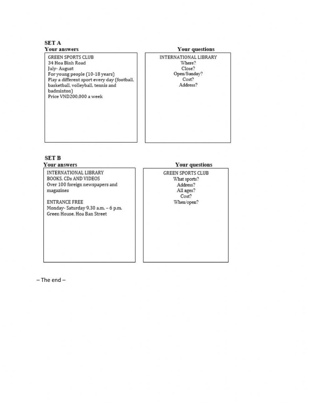 Lớp 9 - Kiểm tra cuối kỳ