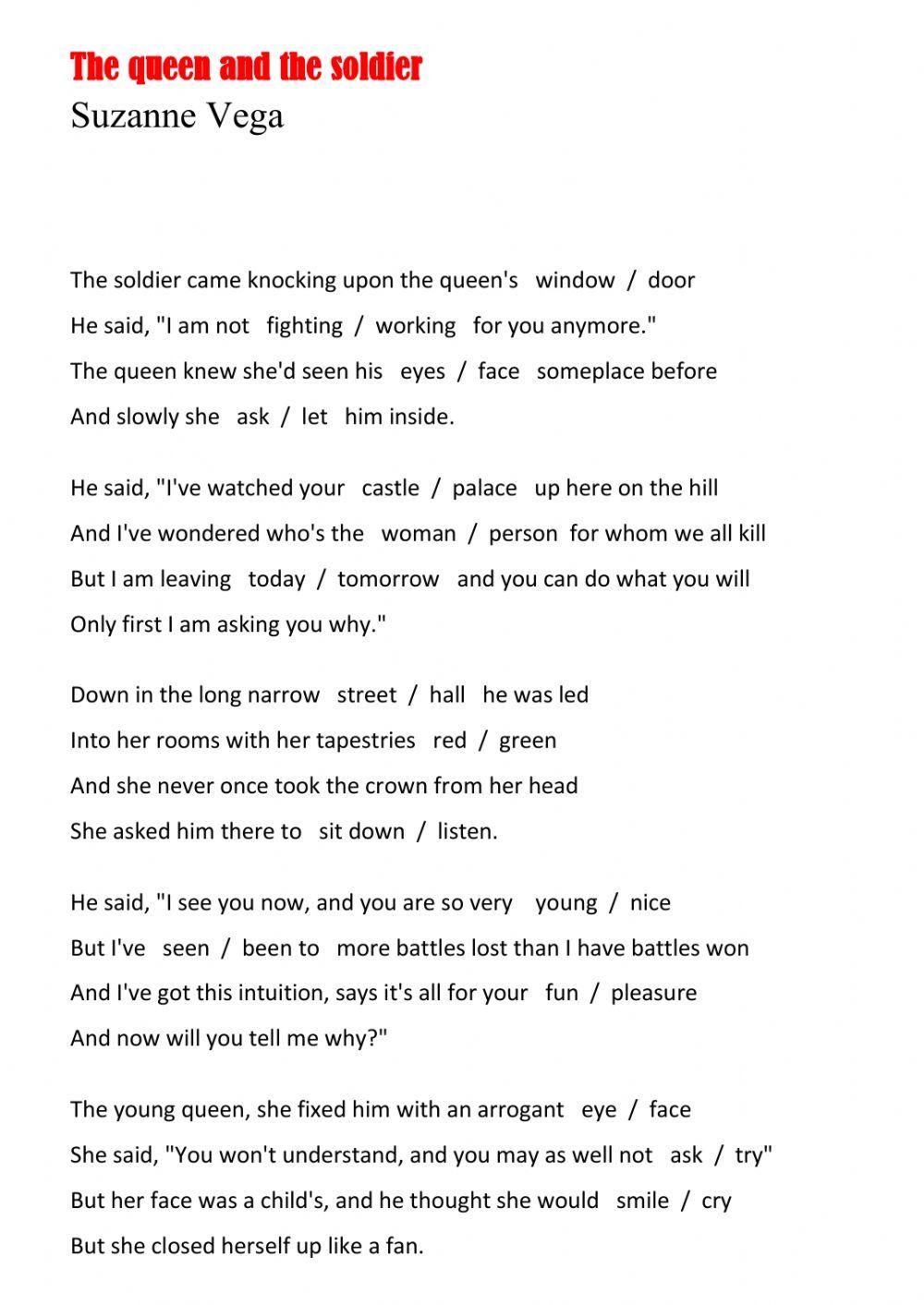 Song The quee Free Interactive Worksheets 342062
