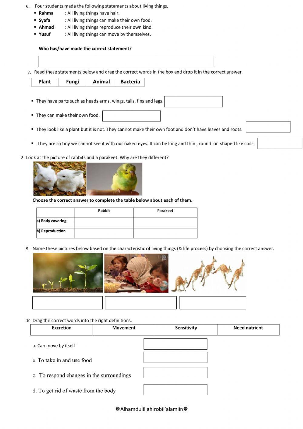 Science Review living things and non living things