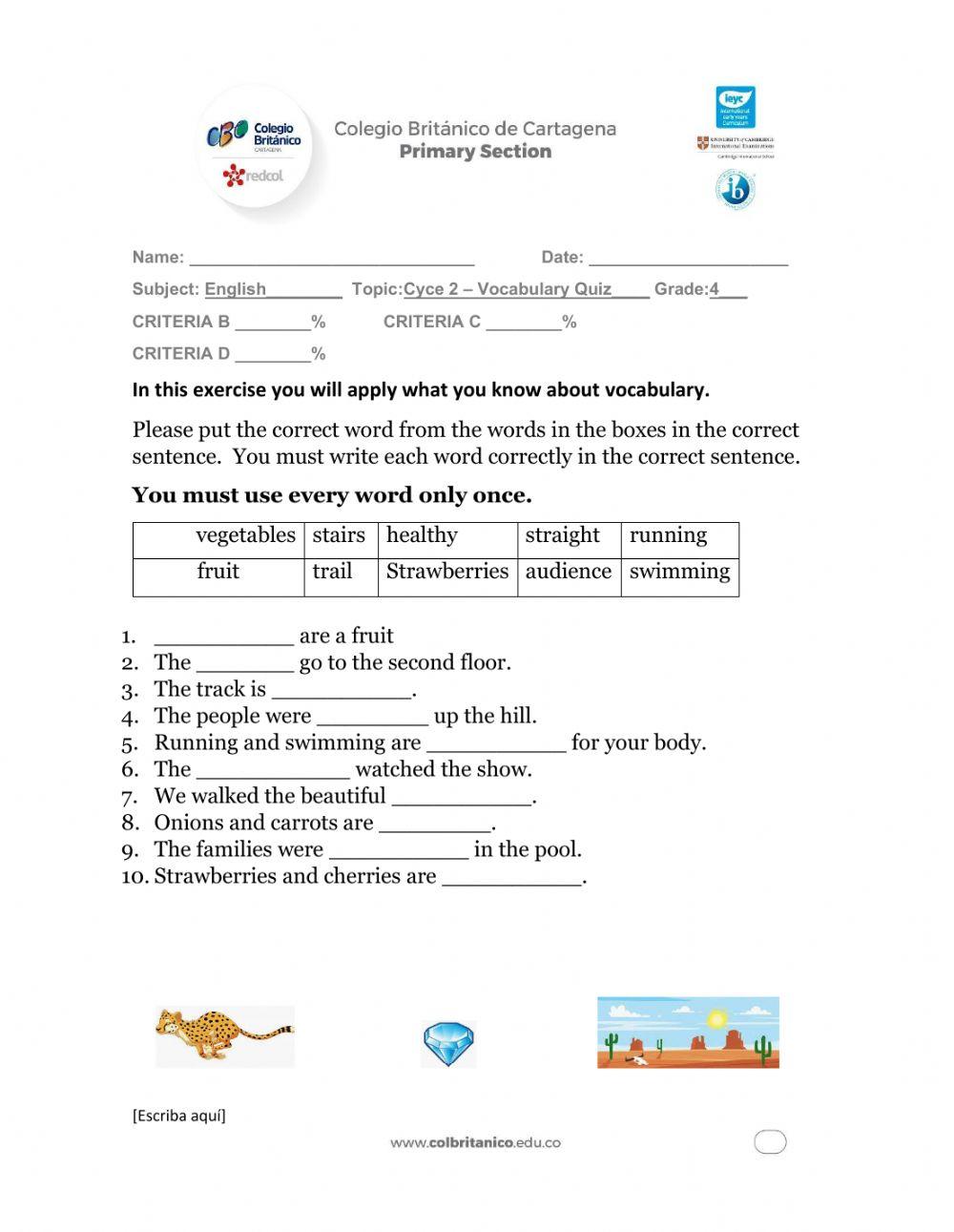 Cycle 2 - Vocabulary
