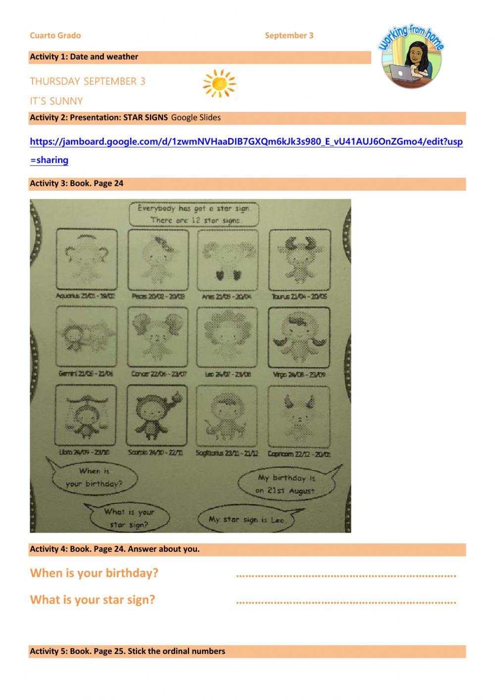 4th grade September 3