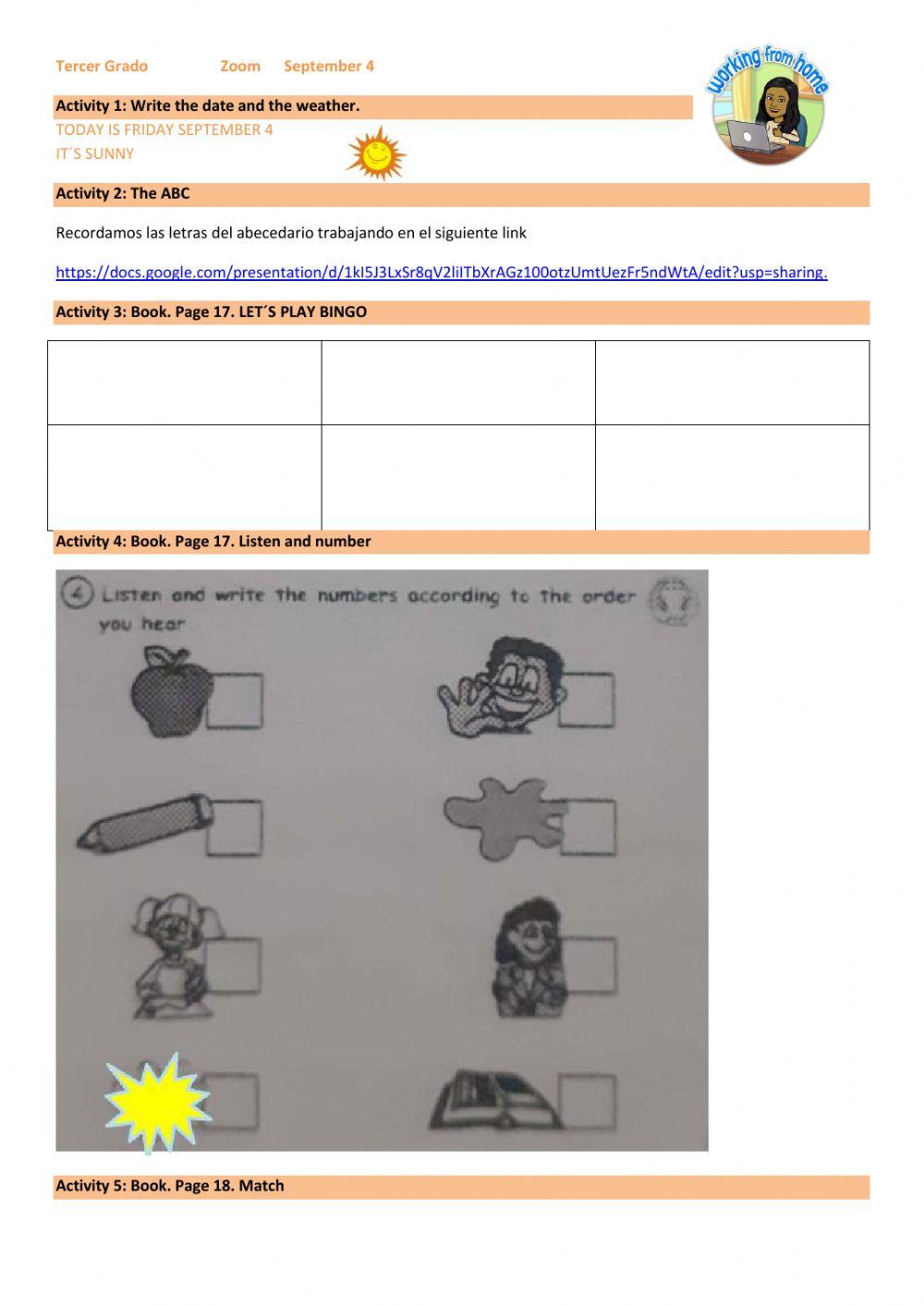 3rd grade September 4