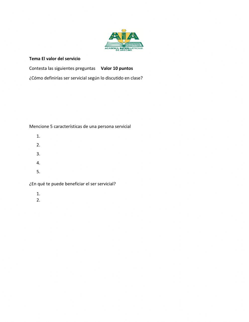 El valor del servicio