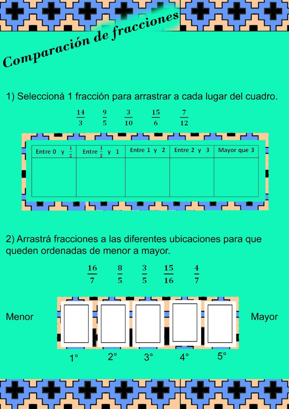 Comparación de fracciones